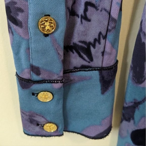 Tory Burch Blue & Violet Floral Viscose Signature Print Dress  XS - Picture 3 of 10